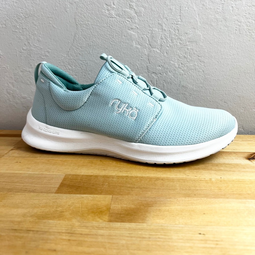 Ryka‎ Sneakers Renew Slip On Seafoam Green Shoes Comfort Bungee Laces Size 9 M
